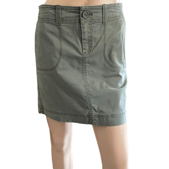 Caslon Women's Olive Green Utility Denim Jean Skirt Size 0 MIni Skirt - Picture 1 of 7